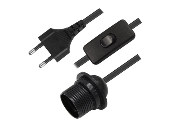 China Enchufe negro del Pin de la UE 2 del cordón del amortiguador del cable eléctrico de la lámpara del color/lámpara para el aparato electrodoméstico proveedor