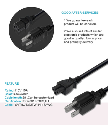 Cable eléctrico del dispositivo del AWG de SJT 18 el 1.5m el 1.8m los 2.5m 60227 extremo femenino del IEC C13