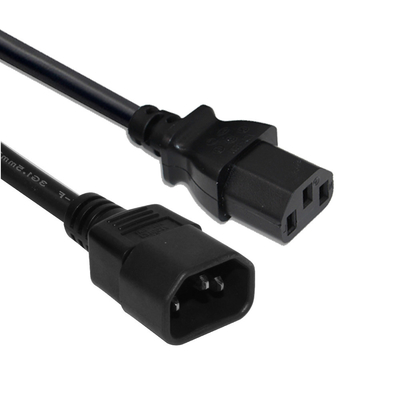 Cable eléctrico de corriente alterna negro del diente del cable de extensión 125V 10A 3 del hogar C13 del IEC 60320