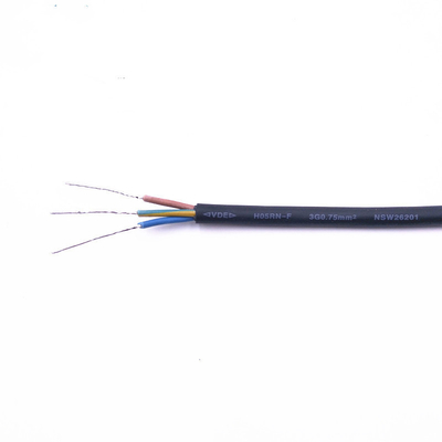 Certificación de goma del VDE CCC ROHS de Flex Cable 0.75mm2 del negro del ODM del OEM
