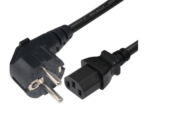 2 color del negro de la longitud del cable eléctrico del VDE del diente 8ft para el ordenador portátil