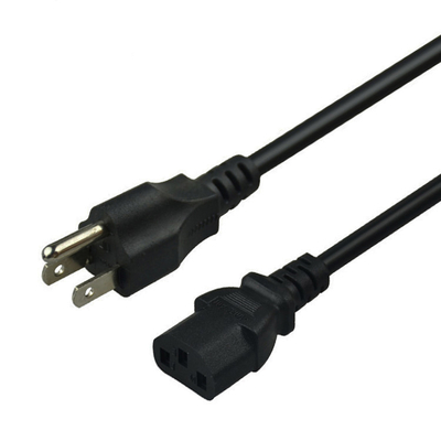 La UL aprobó el enchufe de los E.E.U.U. 3 Pin Black Computer Power Cord del cable eléctrico C13 del IEC 320